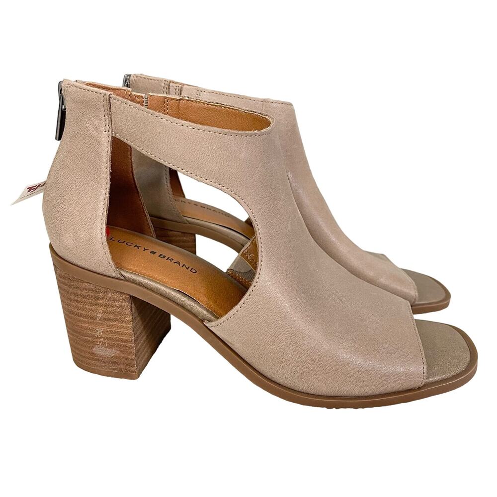 Lucky Brand Tarrinax Women's Tan Leather Block Heel Sandal Size 10M NWT